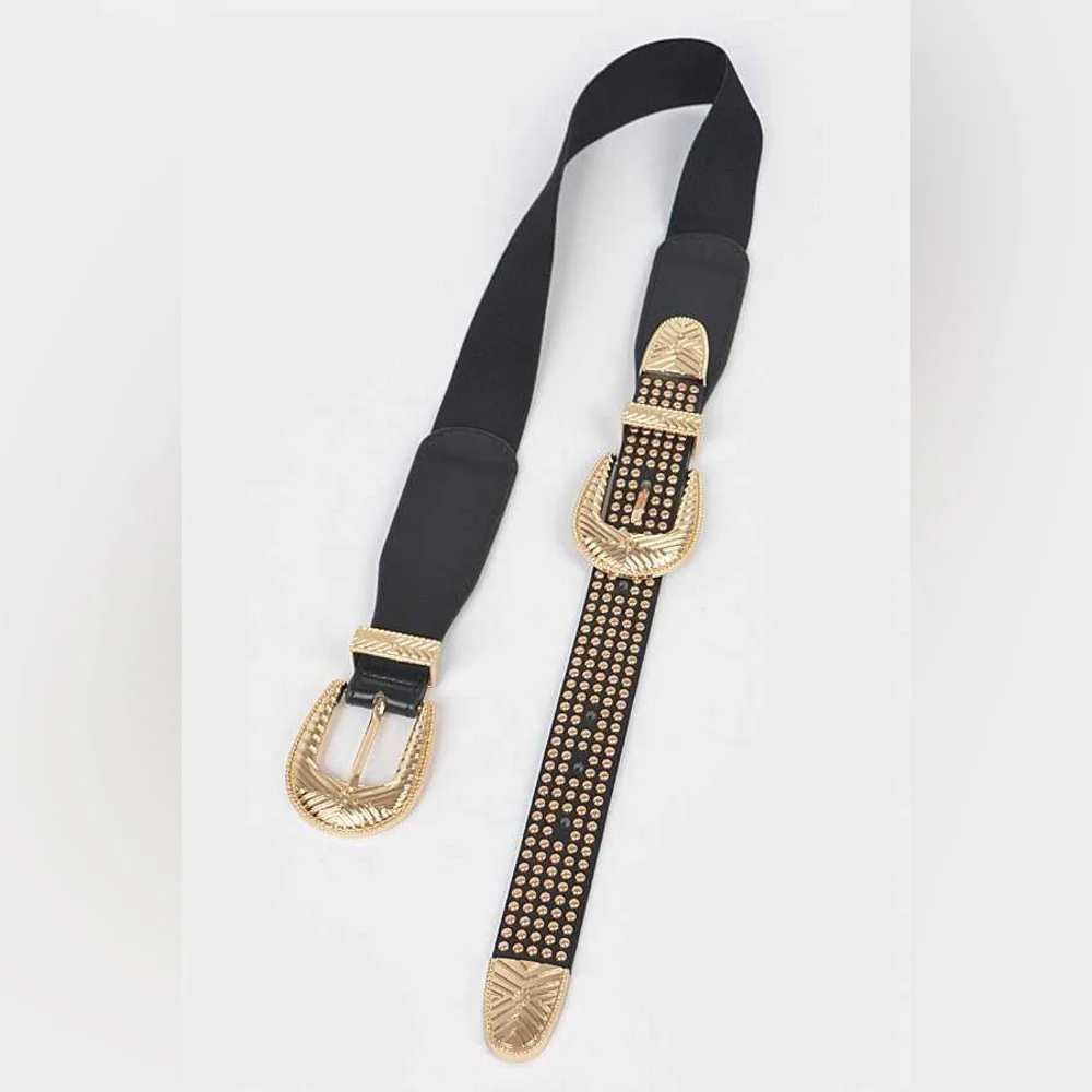 Gold and Black Studded Belt